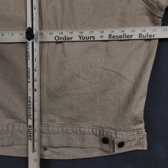 Levis Premium Stock Trucker Jacket Mens Small Khaki Corduroy Collar Cotton Blend - Picture 10 of 12